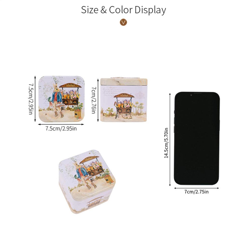 6pcs Easter Cookie Tin Box Bunny Pattern Container With Lid Metal Easter Treat Boxes Easter Gift Decoration Box For Snack Spring