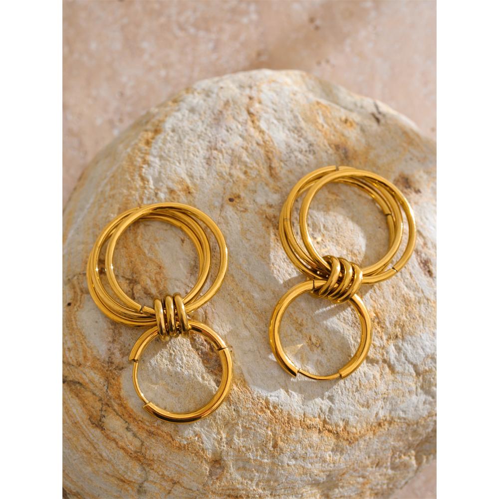 Eetit Distinctive Stainless Steel Double Round Drop Daily Earrings for All Occasions Tarnish Resistant Versatile Trendy Jewelry