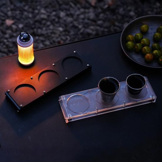Desktop Cup Holder with 3-Slots Anti-scald Double-layer Heavy Duty Camping Picnic BBQ 3 Water Cups Organizer Coffee Mug Beer Glass Storage Stand