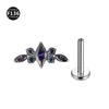 F136 Titan Marquise Blume Piercing Schmuck - Intern Gewindestecker für Ohr, Lippe, Nase, 1,2/1,0mm Dicke
