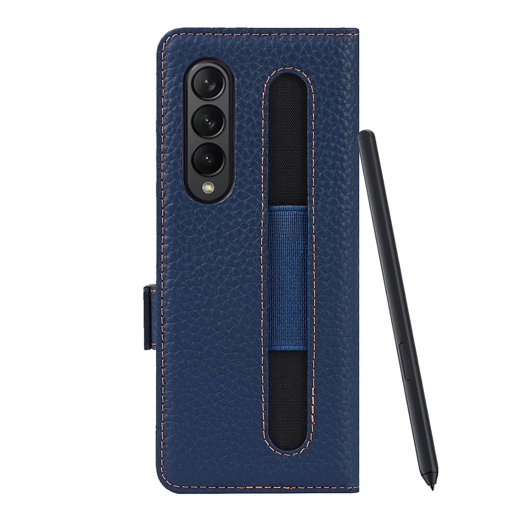 Leder-Geldbörse mit Stiftschlitz für Samsung Galaxy Z Fold 3, Hülle mit Kartenfächern, Klappständer, S-Pen-Halter für Z Fold 3 5g