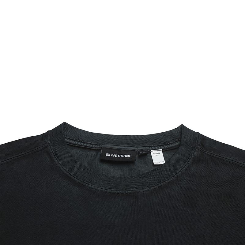 FILA × WE11DONE Minimalist Casual Versatile Loose Short Sleeve Round Neck Pullover T-Shirt Unisex tops Blue Black F11U626104F-BK