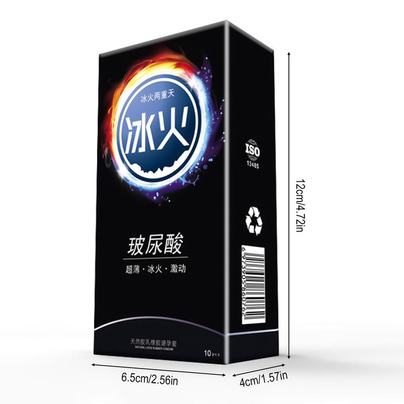 Hyaluronic Acid Ice Fire Condoms 10 Pcs Pack Ultra Thin Natural Latex With Dual Stimulation Design For Enhanced Intimacy