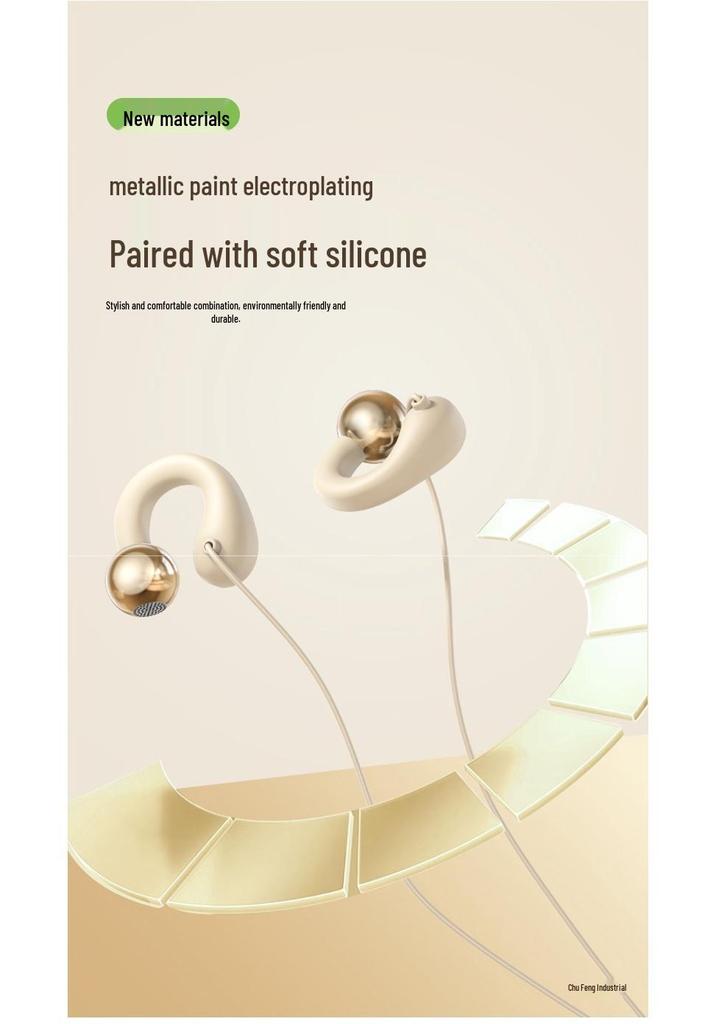 Bone Conduction Wired Earphones with Type-C and 3.5mm Connectors, Ear Clip Design, Wired Control Microphone, Ideal for Gaming