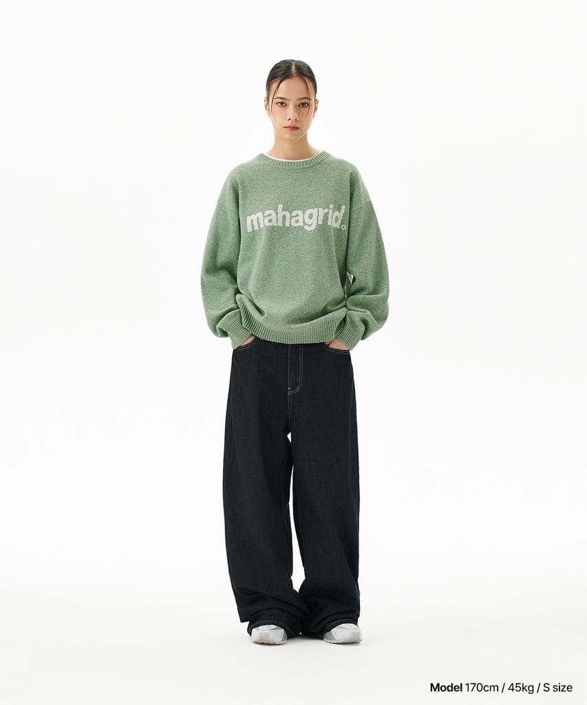 MAHAGRID Basic Logo Knit Sweater Green(Mg2Efmk620A)