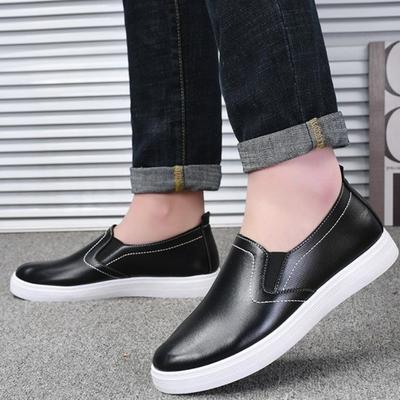 Fashion Round Toe Lightweight Men's Leather Shoes Height Low-Top Size 44 On Sale Adults Retro Legitimate Elegant Pu Male Casual Shoe