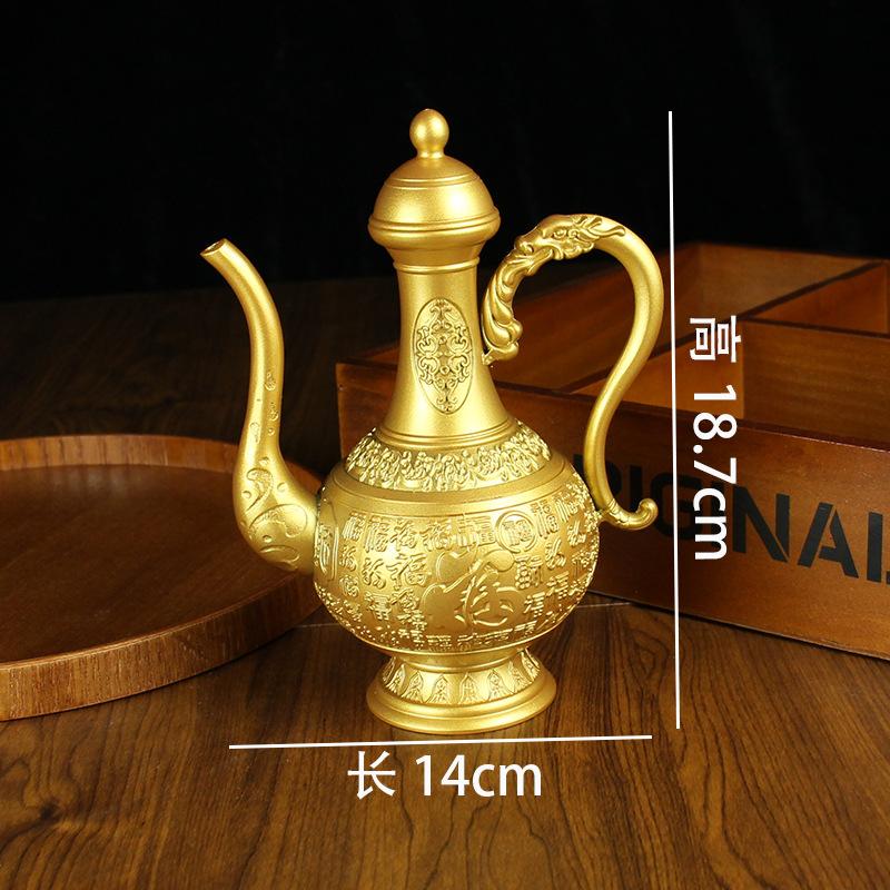 Brass Baifu Wine Jug Home Restaurant Desktop Pure Copper Ornaments Metal Handicrafts