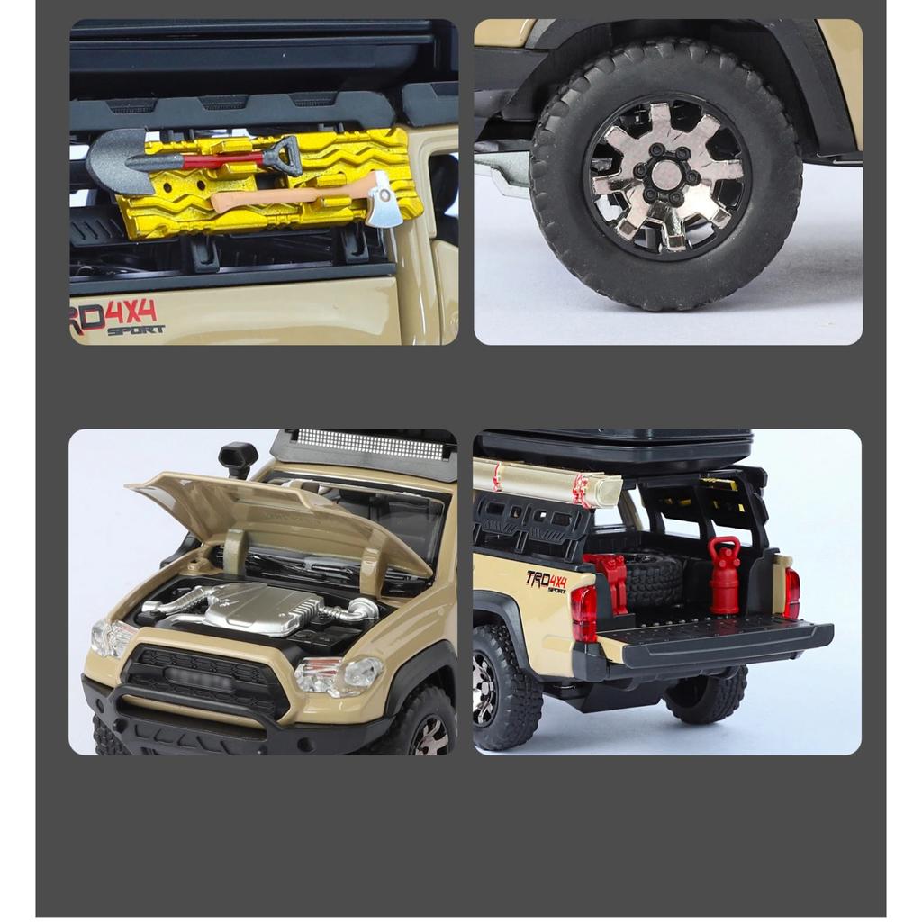 1/32 Toyota Tacoma Picku Wagon Alloy Car Model Sound and Light Pull Back Children's Toy Collectibles Birthday Gift
