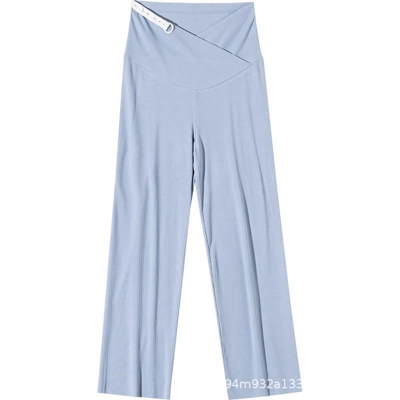 Maternity Pants Ice Silk Summer Thin Outer Wear Loose Nine Points During Pregnancy Casual Thin Wide Leg Pants