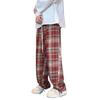 Plaid pants men's and women's spring and autumn classic retro Hong Kong style casual straight-leg pants, thin and narrow wide-leg pants