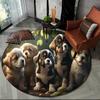 Cute Dog Samoye, Chihuahua, Husky, Koki Cartoon Round Area Rug,Carpet Rug for Living Room Bedroom Sofa Playroom Decor,Non-slip