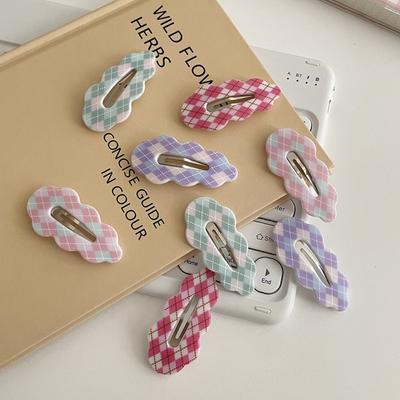 Pince à cheveux à carreaux en alliage de zinc Couleur bonbon Style coréen Épingle à cheveux Cadeaux Pince à cheveux nuage Filles