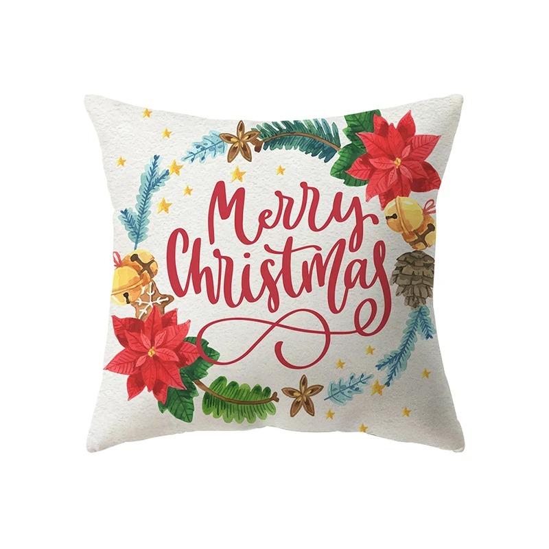 Christmas Theme Santa Claus Print Pattern Cushion Cover For Home Living Room Sofa Decoration Pillow Cover