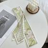 Long Thin Satin Silk Ribbon Scarf Fresh Floral Bag Strap Trendy Hair Tie  for Women