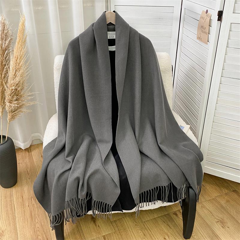 New Fashion Luxury Solid Color Thick Cashmere Winter Warm Scarf Women Pashmina Shawl Wraps Bufanda Female Tassel Scarves