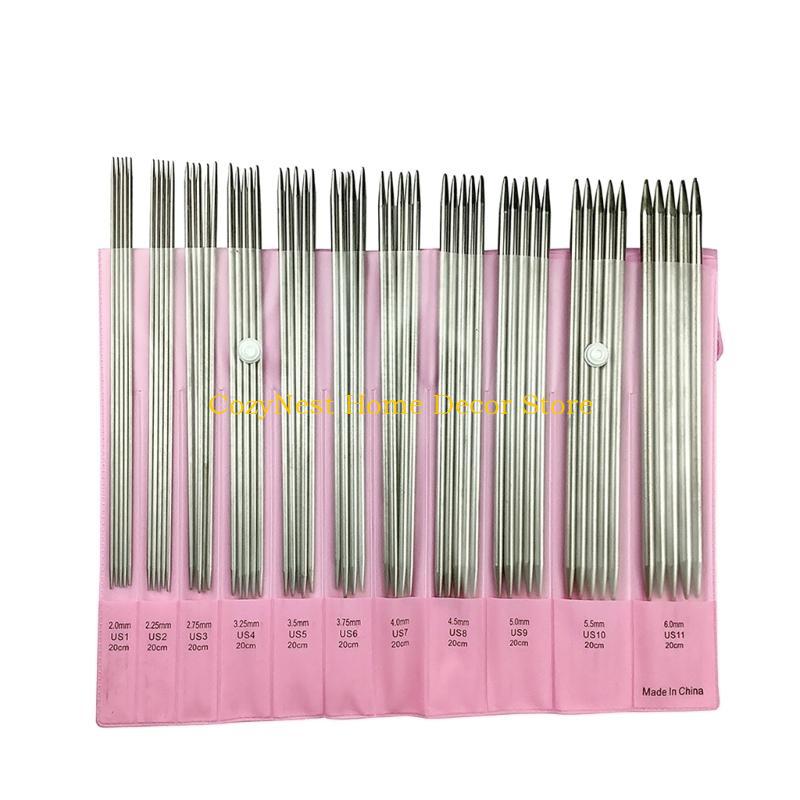 

92MF 11Pairs 2.0mm-6.0mm Double Pointed Knitting Needle Double Head Stainless Steel Knitting Needle Set for Knitting Weaving China Mainland