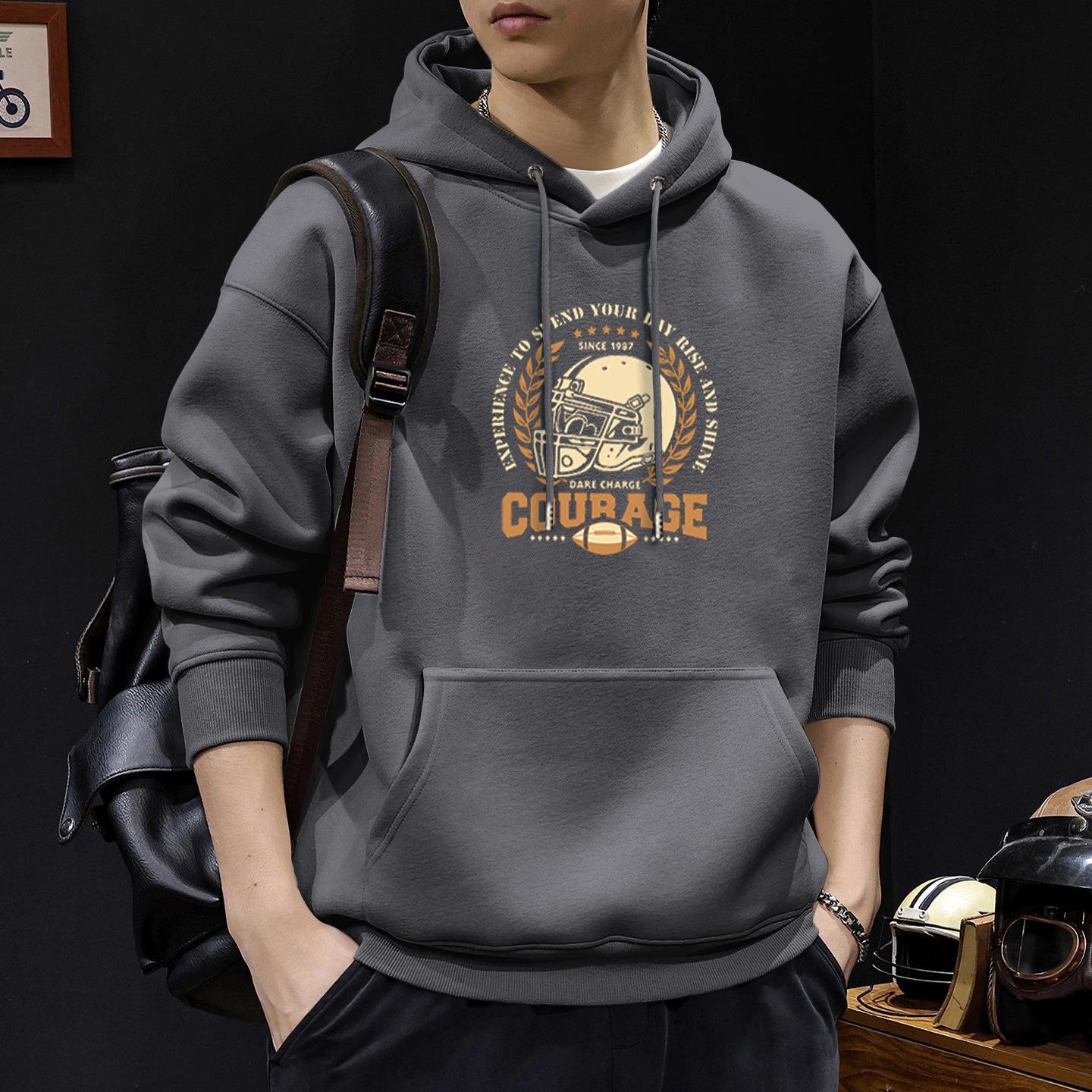 

Men s Heavyweight Oversized Hooded Sweatshirt - American Retro Style for Autumn/Winter 3XL (190-220 lbs)