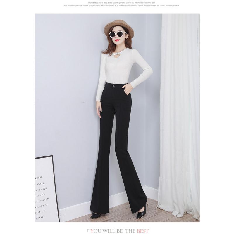 OL Office Workwear Summer High Waist Women's Wide Leg Capris Suit Pants for Women Skinny Flare Pants Woman Trousers Black