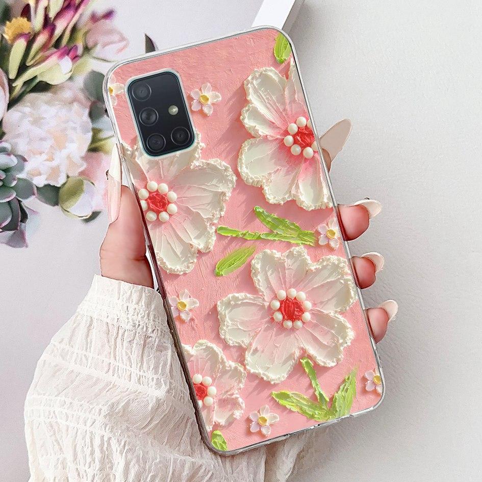 For Samsung Galaxy A71 Case SM-A715F Cover Fashion Butterfly Flower Soft Clear Silicone Phone Cover For Samsung A51 A 51 5G Capa