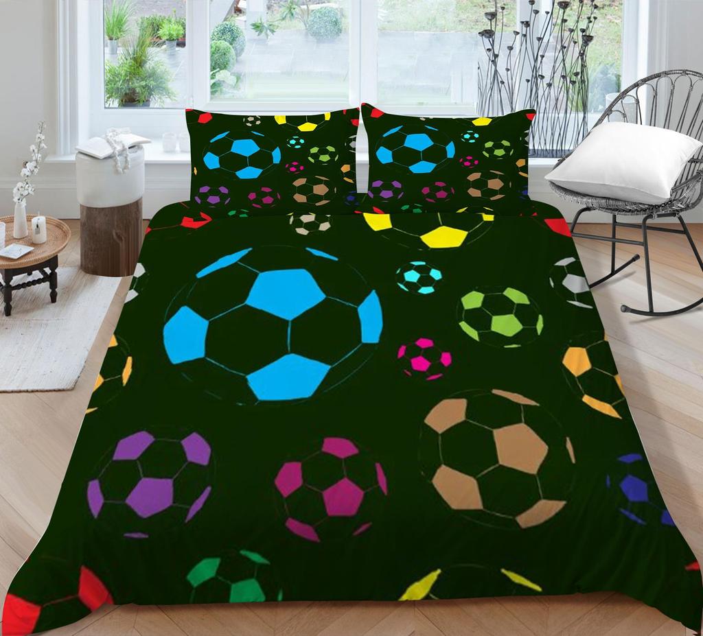 Bedding Set 3D Football Quilt Cover Bed Covers Home Bedclothes with Pillowcases Hot Sale Produce Microfiber Warm