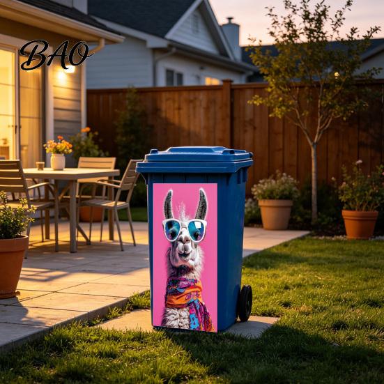 Weatherproof Waste Container Art Fun Animal Trash Can Stickers, Self?Adhesive Bin Decals for Outdoor Removable Vinyl Skins Garbage Can, Mailbox