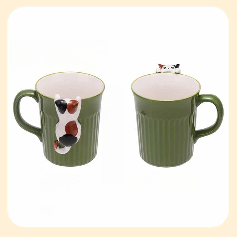Japanese Ceramic Mug Cute Cat Coffee Cup Cute Cat Shape Design Niche Milk Cup Water Cup