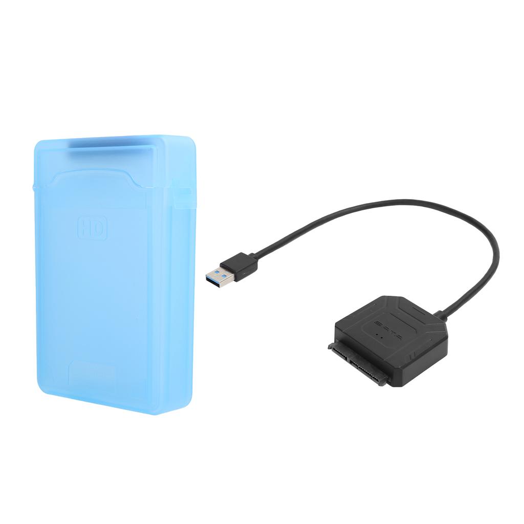 SATA USB 3.0 Adapter 2.5in 3.5in SSD HDD Hard Drive Cable Computer Accessories Protection Box(Blue )