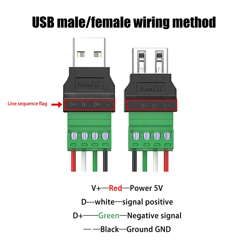 1Pc  Metal Case USB 2.0 Male Female Phone Keyboard Mouse Fast Charging Wire Connector USB Solderless Plug DIY Wiring Terminal