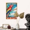 Vintage Tropical Parrot Don't Worry Be Happy Metal Poster Wall Art 8x12 Inch for Bar