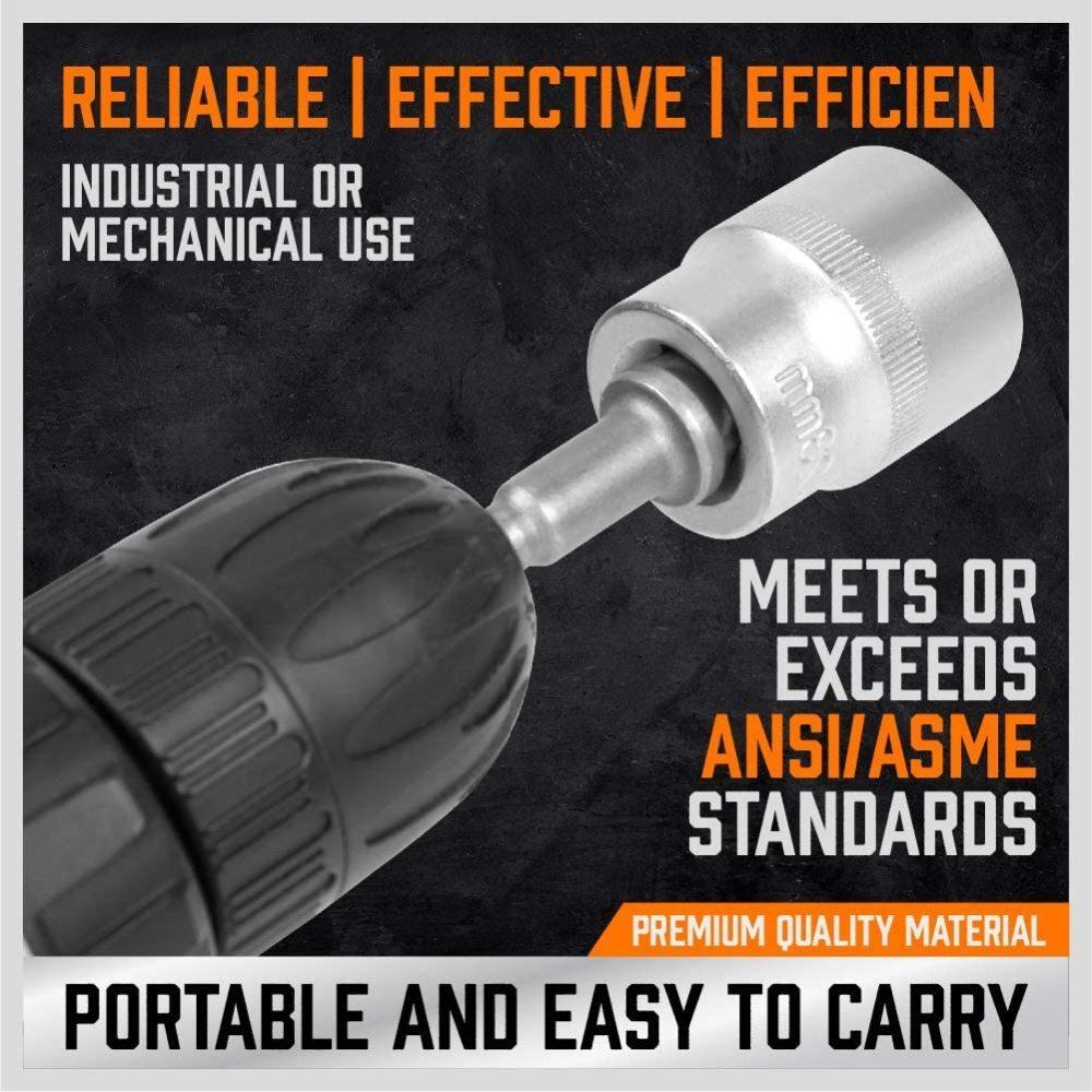 Wrench Sleeve Power Drill Socket Adapter Bits Hex Drill Nut Driver Shank 1/4 3/8 1/2 Connecting Rod Head Extension Drill Bits