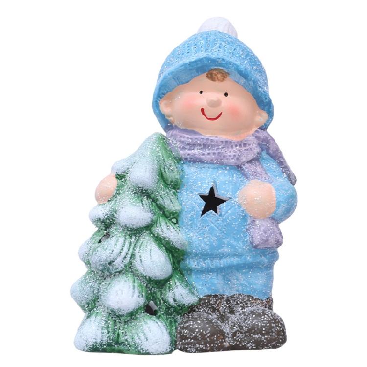 

LED Lighted Ceramic Boy Girl Sculpture Bedroom Accent Nightlight Christmas Festives Tabletop Ornament for Collectors