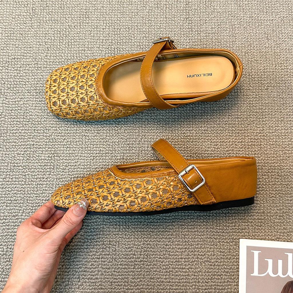 Piękne platformy na koturnie, buty z siatki rybackiej, zakryte palce, półkapcie damskie na lato 2025, nowe ażurowe buty, klapki Muller, fajne klapki