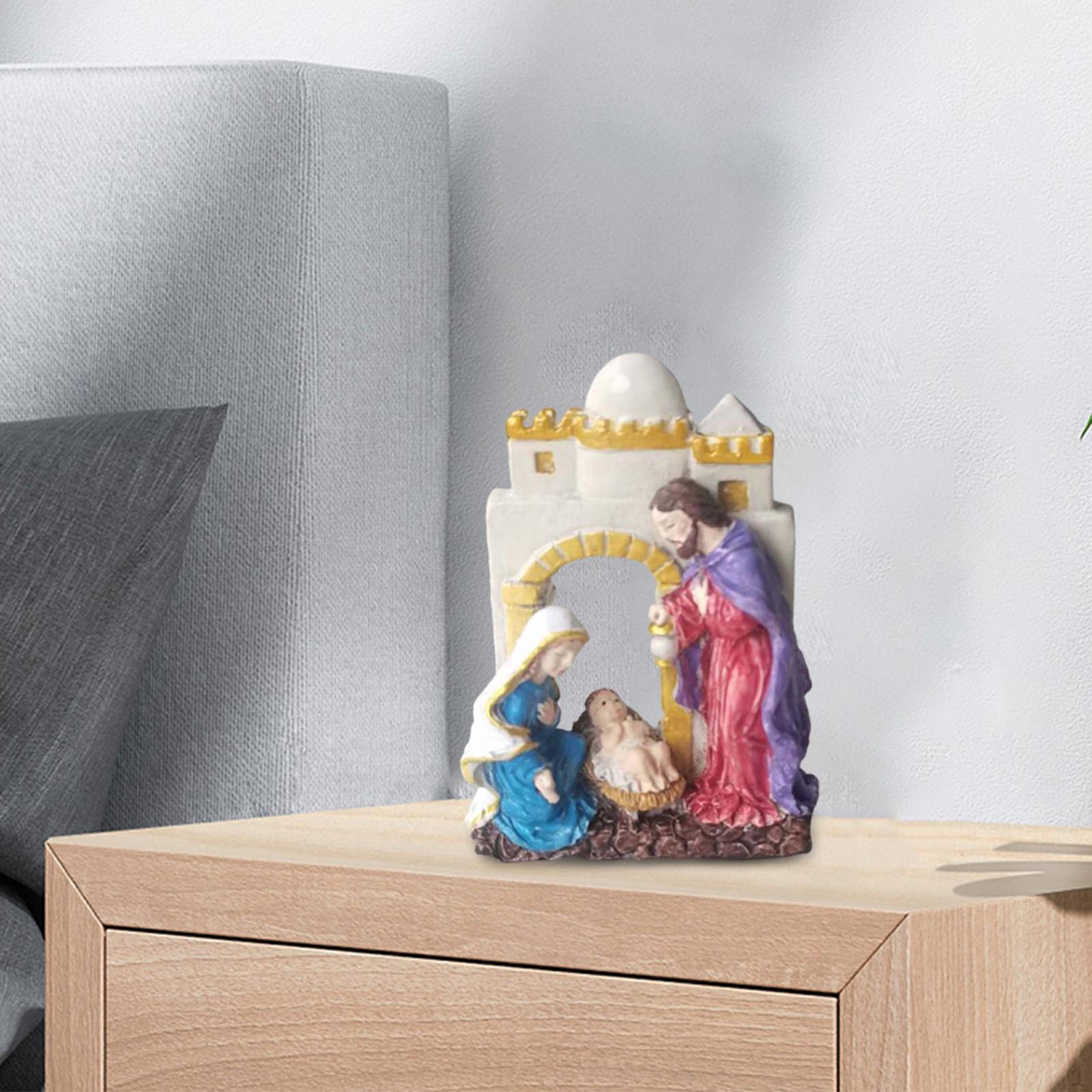 Hand Painted Holy Family Figurine Home Decoration Joseph Jesus Mary Ornament Catholic for Wedding 7cmx3.5cmx9cm