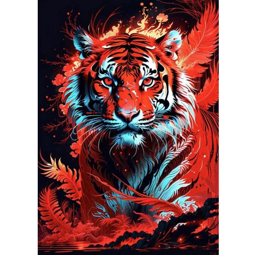 

Картина «Красный тигр», полная дрель, 5D алмазная живопись, мозаика, вышивка «сделай сам», вышивка крестом для украшения дома J3757 round 40x30cm коричневый