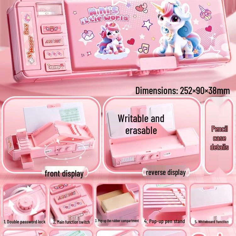 Høyteknologisk multifunksjonelt dobbeltsidig penal med passordlås for jenter og gutter