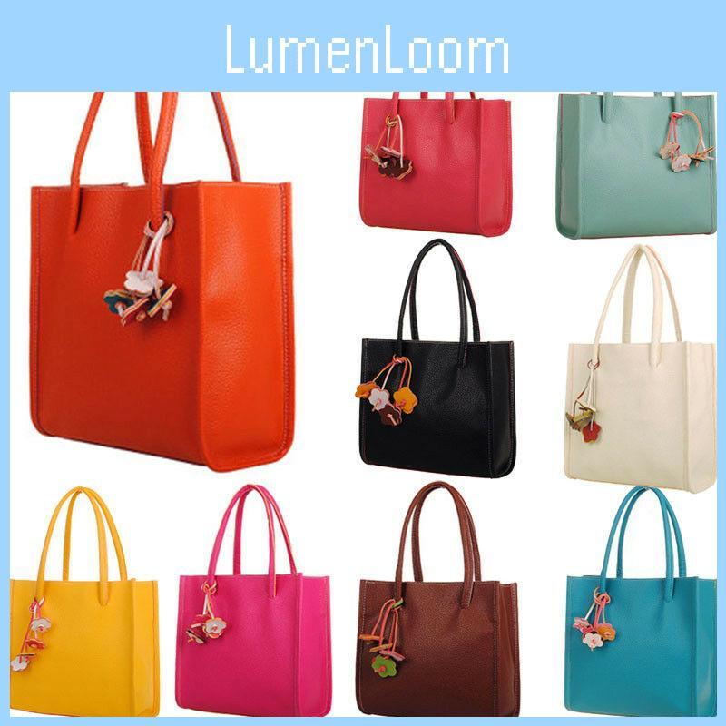 Chic And Stylish Candy Color Pu Leather Tote For Women With Floral Design