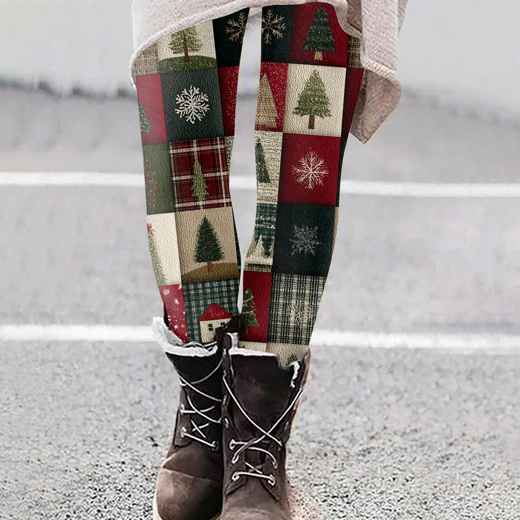 Women's Christmas Print Slim Fit Elastic Yoga Casual Pants