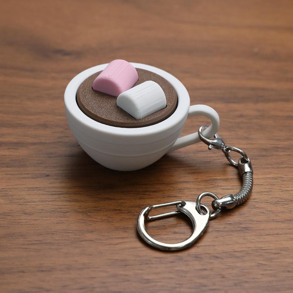 Simulation Clicker Key Chain 3D Printed Coffee Calming Keychain Finger Button Pendant Bag Pendant