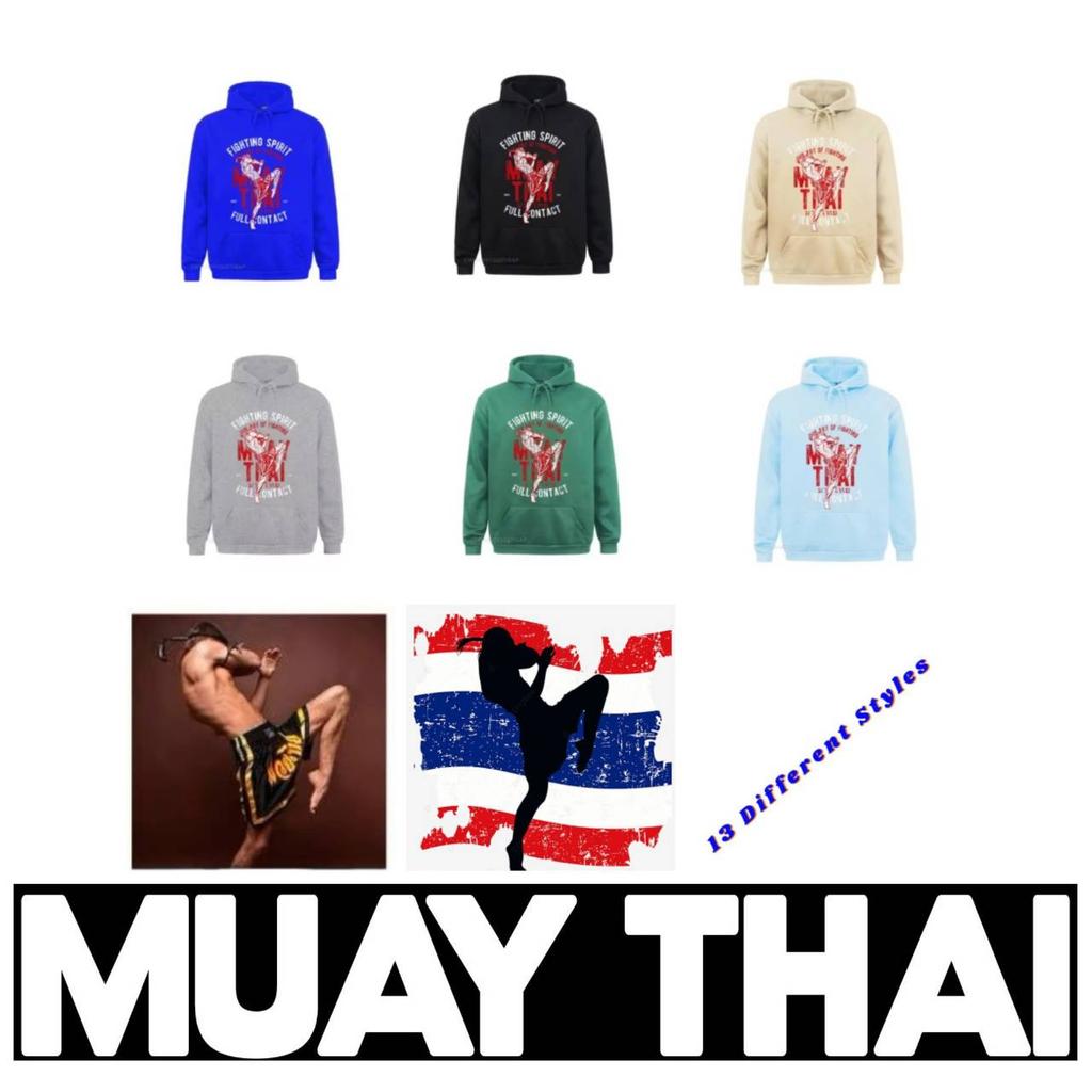 Muay Thai Kick Boxing UFFC MMA Pull Over Jacket Sweatshirt Hoodies Men Women Kid Unisex Long Sleeve Print Sport Gym Fitness Workout