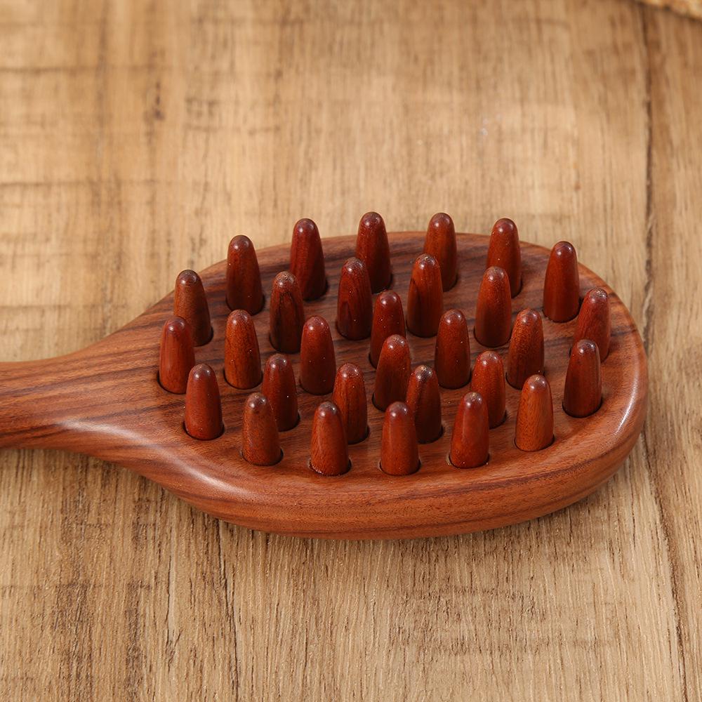 Custom Engraved Sandalwood Head Massager Comb for Long Hair