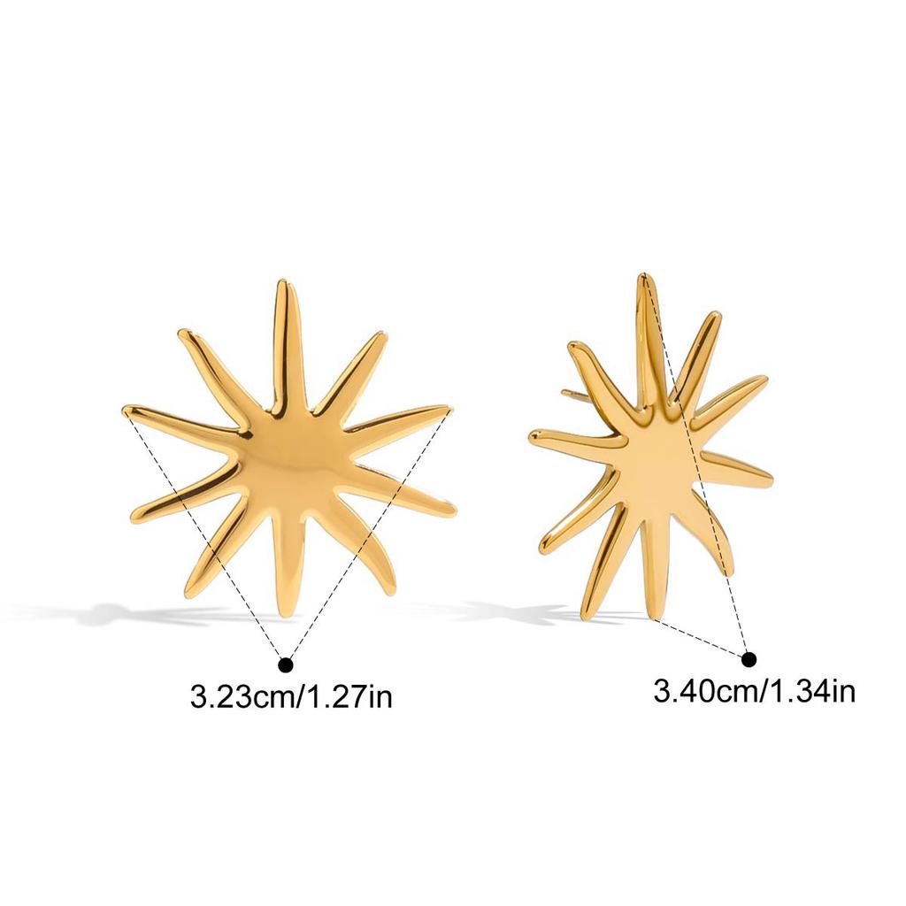  Fashion Stainless Steel Glossy Sunflower Earrings Fashion Trendy Waterproof PVD Gold Plated Daily Jewelry Gift