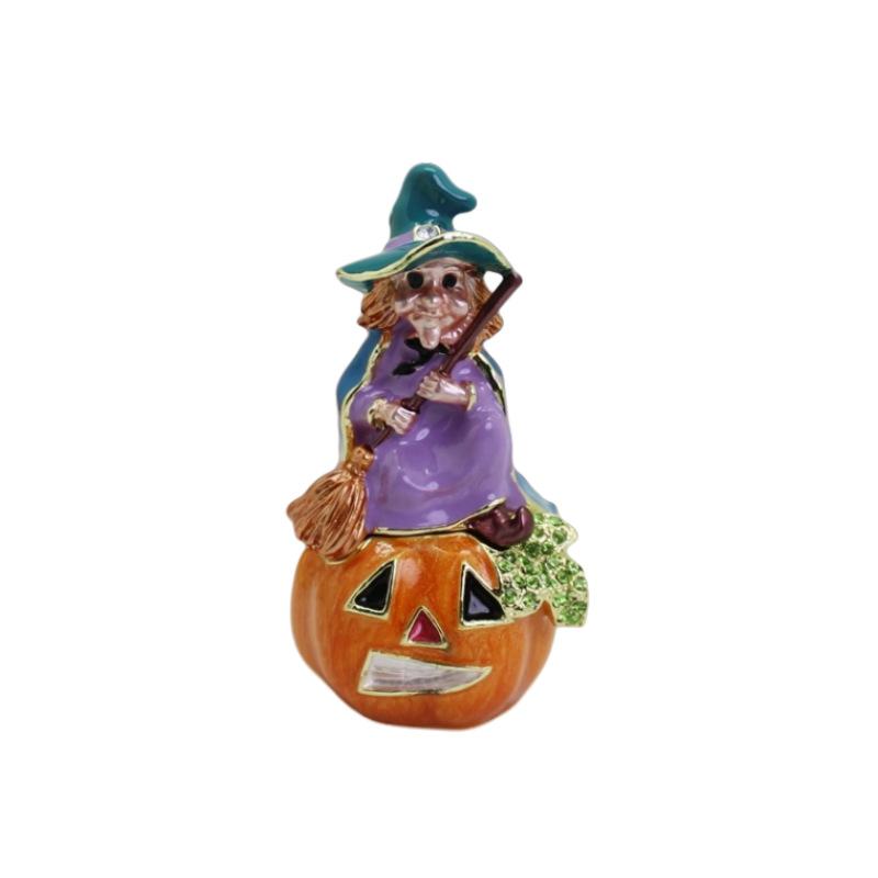 Enamel Halloween Gift Box Metal Craft Halloween Wizard Pumpkin Small Ornament Storage Box Creative Decoration