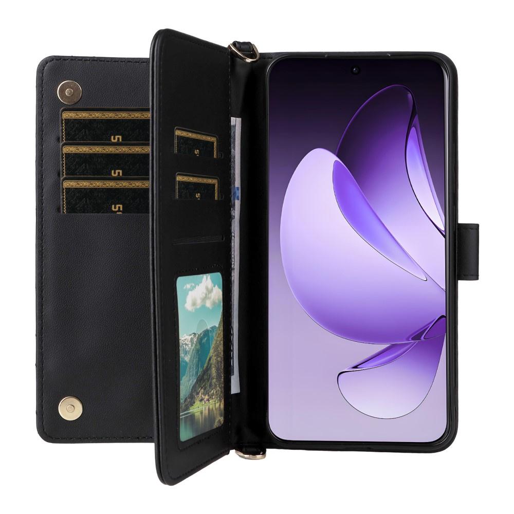 Oppo Reno 13 Pro 5G Flip Case, Crossbody Leather Wallet, Black