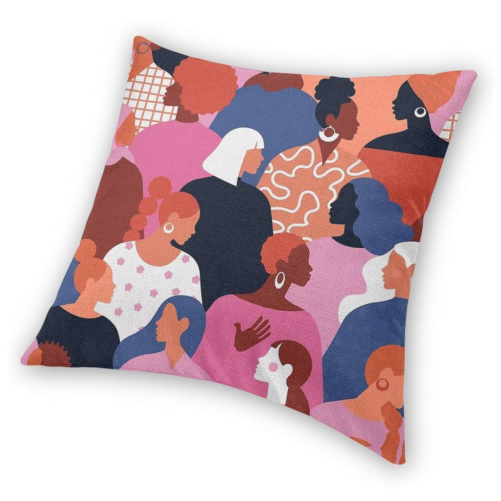 Female Faces Of Different Ethnicity Pillowcase Polyester Linen Velvet Creative Decor Throw Pillow Case Sofa Seater Cushion Cover