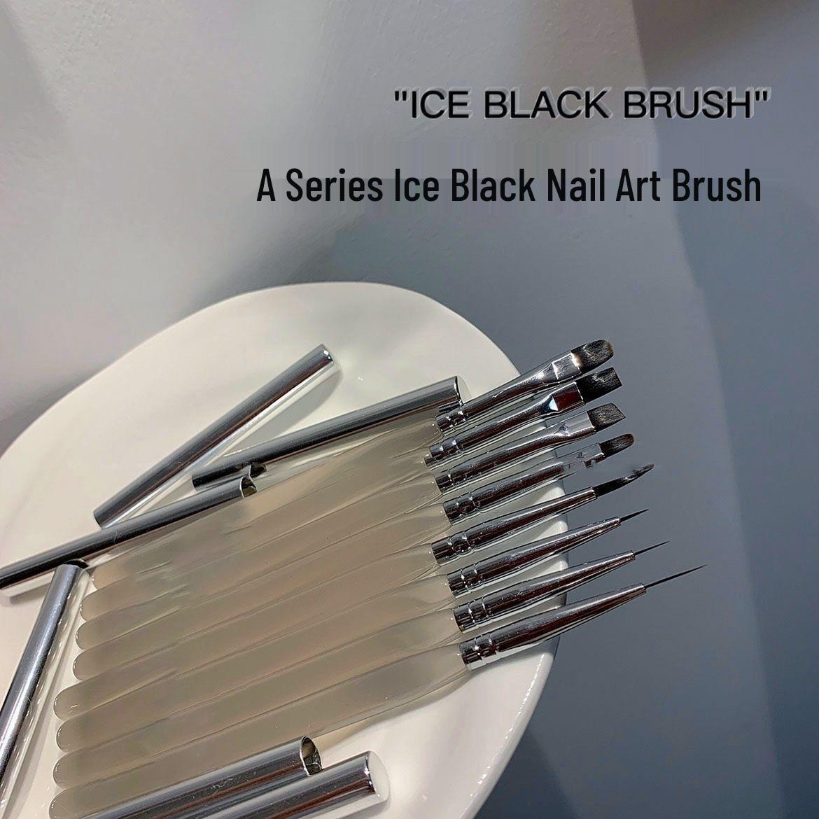 

High-End Nail Art Brush Set: Japanese Ice Black with Lid for Line Drawing & Gel Application in Salons