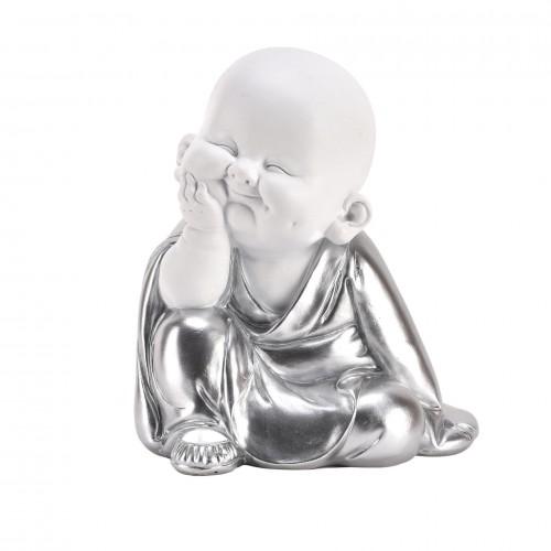 Hestia White & Silver Buddha - Hand On Chin
