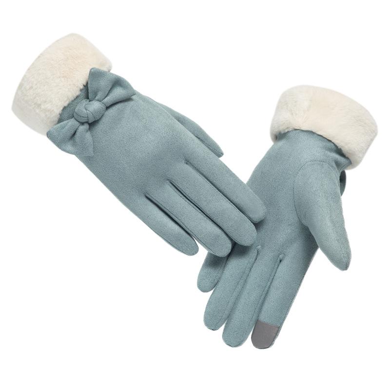 Gloves Winter Cute Student Suede Warm Fleece Thickened