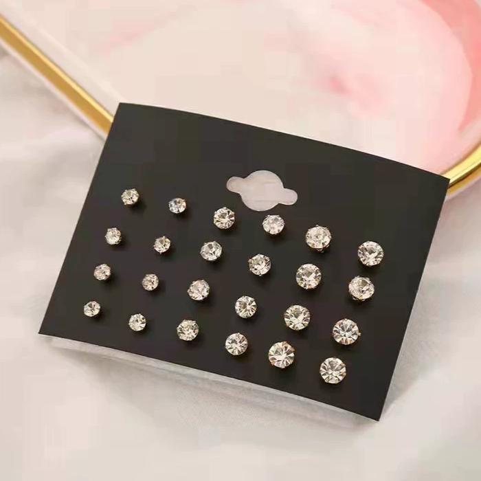 

Новый набор из 12 пар Белых Блестящих Свадебных Серёг-Гвоздиков Для Женщин Мужчин Серьги с Хрустальными Стразами Вечерние Ювелирные Аксессуары Подарки