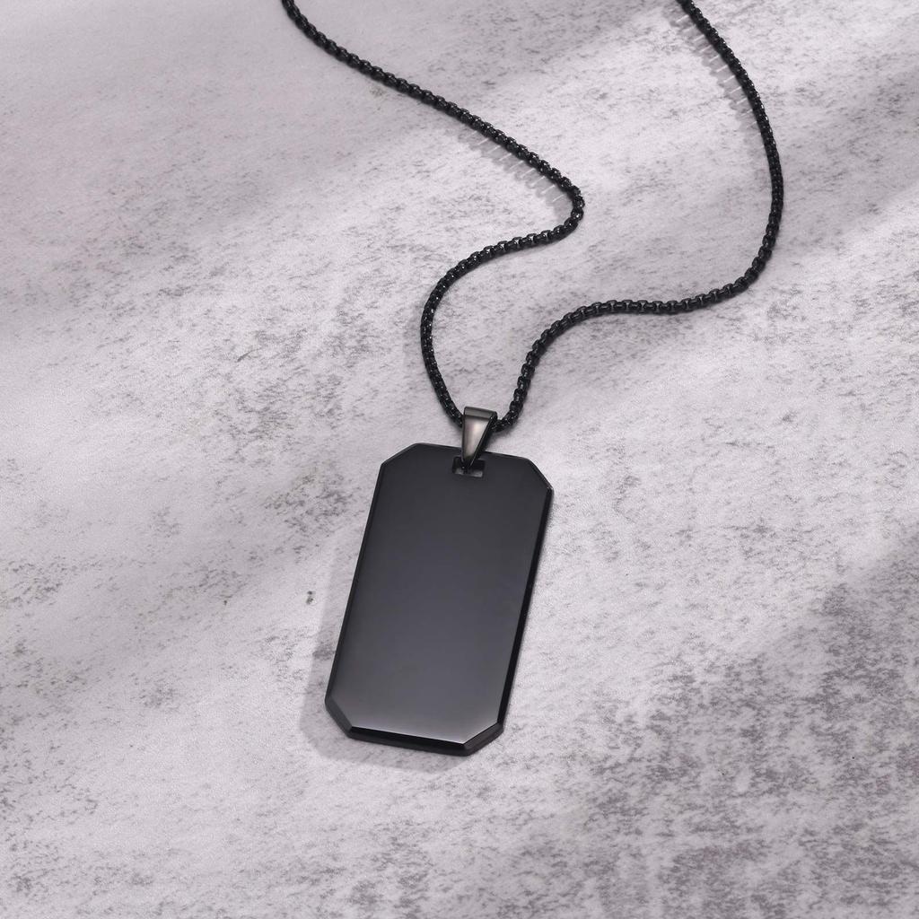 Vnox Free Engraving Text Name Date Dog Tag Necklaces for Men, Thicken Glossy Stainless Steel Dogtag Pendants,Gift to Dad Husband