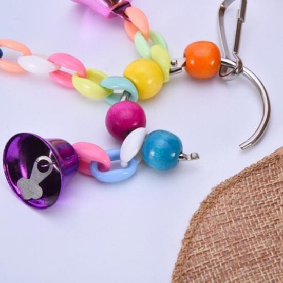 Pet Bird Bell String Chain Parrot Bite Zabawka do żucia Wisząca dekoracja klatki